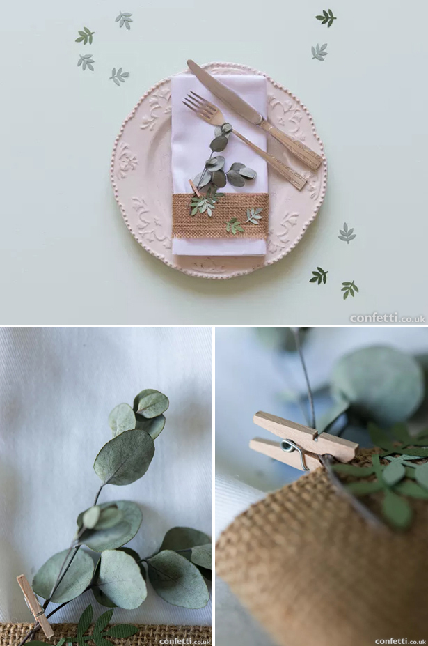 DIY burlap rustic woodland place setting | Confetti.co.uk