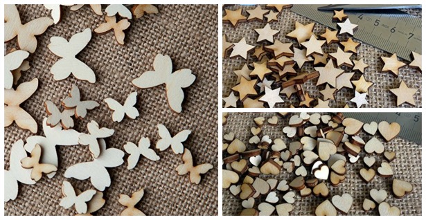 Mini mixed wooden butterflies, stars and hearts for wedding DIY| Confetti.co.uk