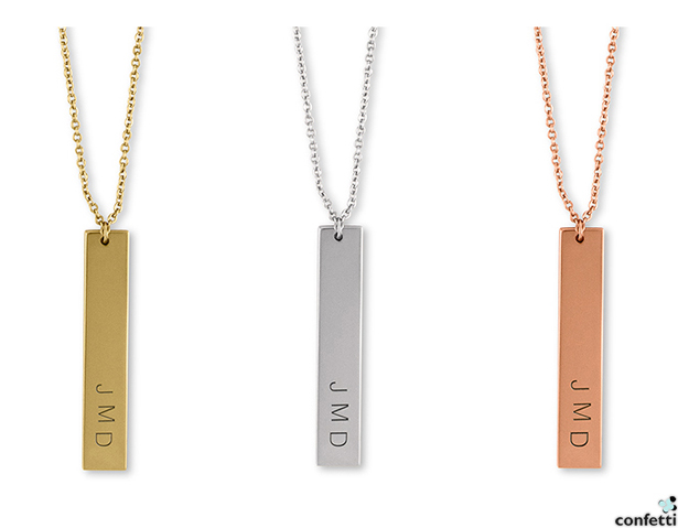 Personalised Vertical Rectangle Tag Necklace | Confetti.co.uk