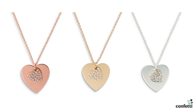 Crystal Double Heart Necklace | Confetti.co.uk