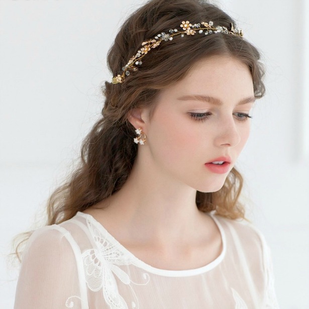 Romantic gold flower crystal headband | Confetti.co.uk