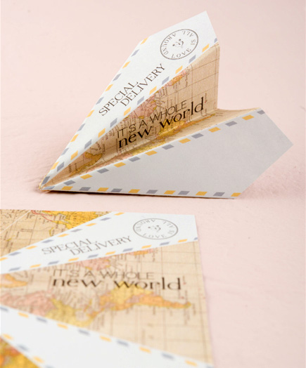 It's a Whole New World Special Delivery Paper Airplanes Wedding Stationery | Confetti.co.uk