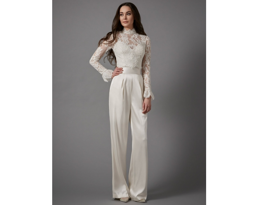 Long sleeved wedding jumpsuit