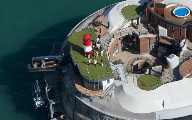 Aerial view of Spitbank Fort | Confetti.co.uk