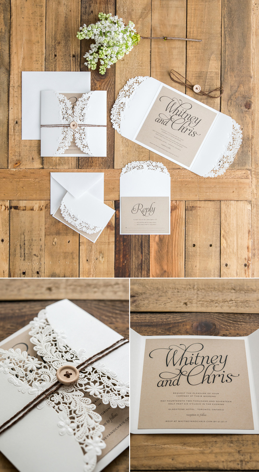 DIY Rustic Glam Buttons and Twine Wedding Stationery Idea | Confetti.co.uk