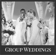 Sandals group weddings black and white