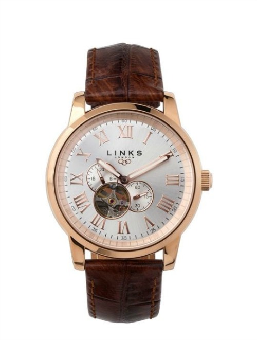 Noble mens rose gold brown leather watch by Links of London | Confetti.co.uk