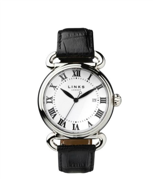 Driver stainless steel black leather watch by Links of London | Confetti.co.uk