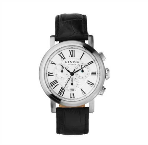 Richmond stainless steel black leather watch by Links of London | Confetti.co.uk