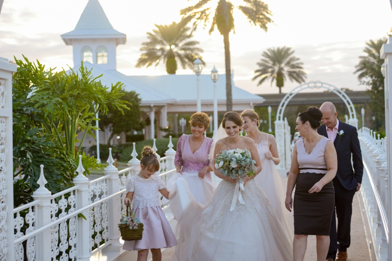 Bride Walking to The Pavilion at Disney World | Confetti.co.uk