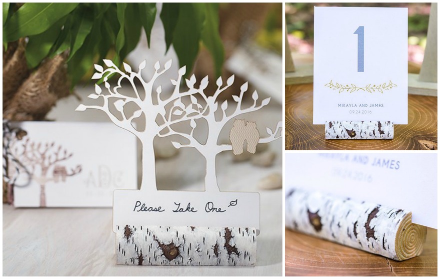 Faux birch log card holders | Confetti.co.uk