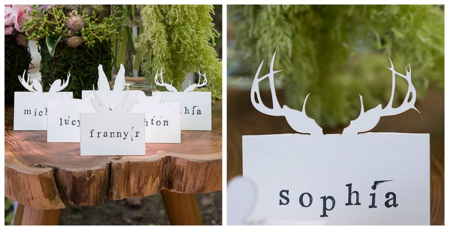 Woodland deer antlers folded place card | Confetti.co.uk