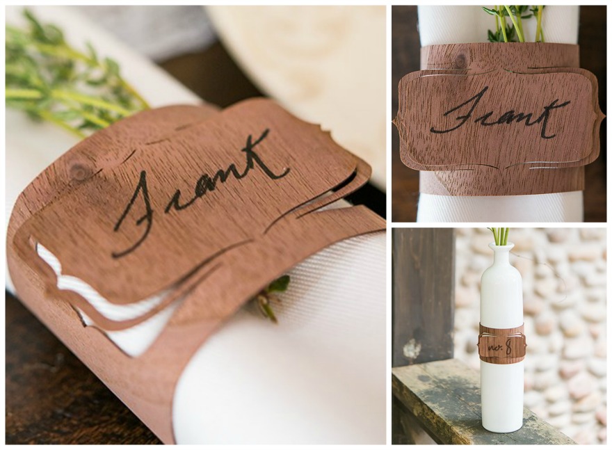 Wood veneer bracked place card napkin ring | Confetti.co.uk