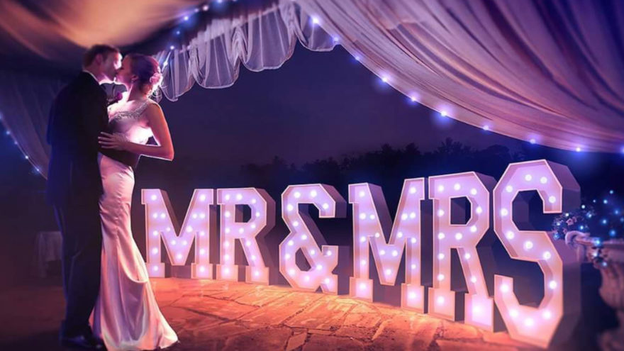 mr and mrs giant LED letters