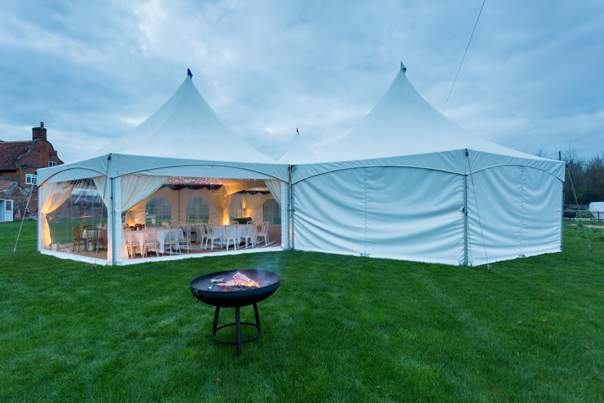 Outdoor Wedding Marquee with Fire Pit | Confetti.co.uk