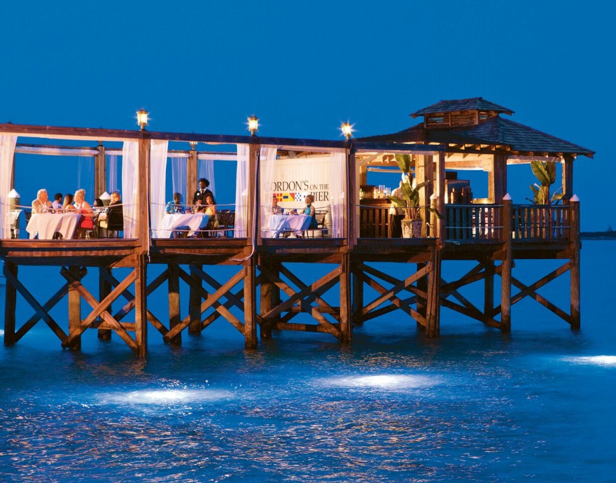 Sandals Royal Bahamian Bahamas pontoon at night | Confetti.co.uk