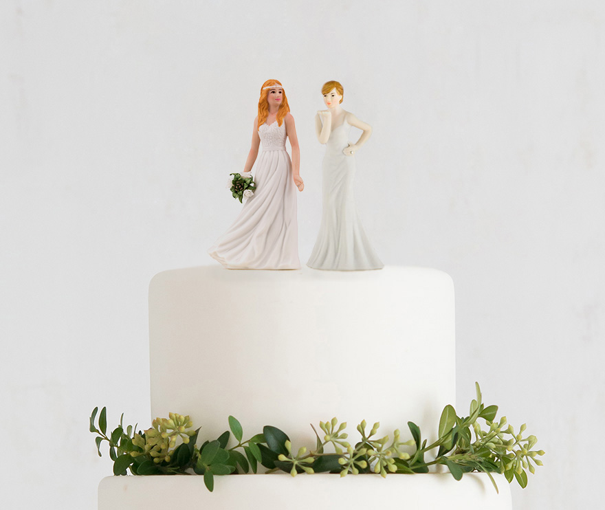 Beautiful Mix and Match Bride Cake Toppers - Same Sex Wedding Cake Toppers - Lesbian Wedding Cake Toppers | Confetti.co.uk