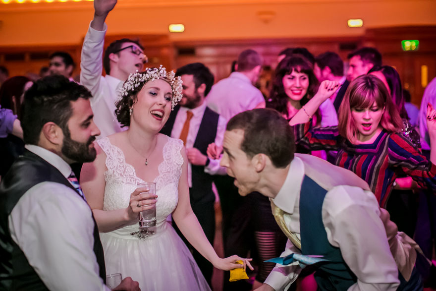 Islington Assembly Hall Wedding Reception Disco Bride and Groom Dancing | Confetti.co.uk