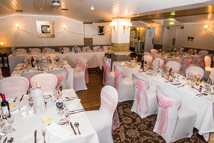 Pennine Manor Hilltop Pink White and Gold Wedding Reception Function Room | Confetti.co.uk