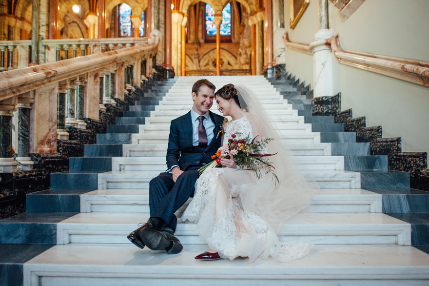 Marble Stairs at Mount Stuart – Wedding Photos by lisadevinephotography