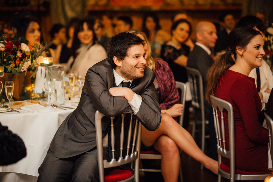 Mount Stuart Marble Hall – Wedding Breakfast taken during speeches by lisadevinephotography