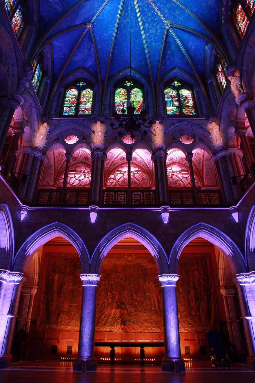 The Marble Hall at Mount Stuart Scotland Lighting by black-light