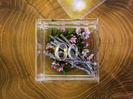 Acrylic Wedding Ring Box - Woodland Pretty Etching Plants Flowers and Twigs Filling | Confetti.co.uk