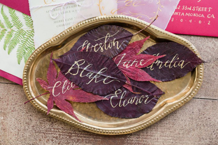 Autumn Leaf Place Cards by Kari Me Photography | Confetti.co.uk