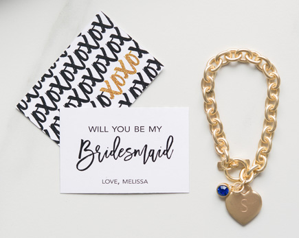 Black and Gold Sparkle Will You Be My Bridesaid Large Rectangular Tag - XOXO | Confetti.co.uk