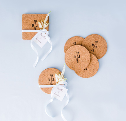 Cork Coasters with Personalised Ink Stamp | Confetti.co.uk