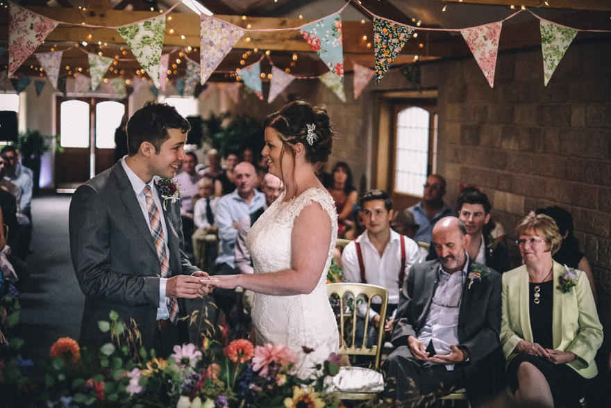 Heaton House Farm Oak Beamed Entrance Barn by Colin Nicholls Wedding Photography | Confetti.co.uk