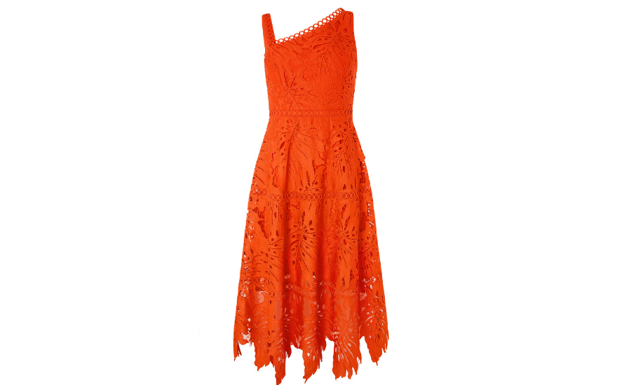 orange-one-shoulder-wedding-guest-dress