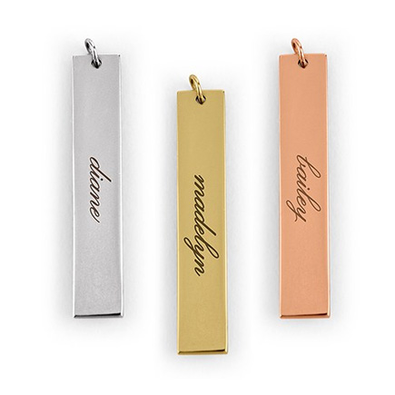 Personalised Vertical Rectangle Tag Pendant - Script Font | Confetti.co.uk