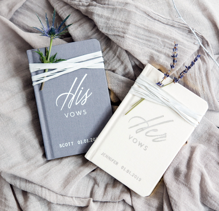 His Vows and Her Vows linen pocket note books | Confetti.co.uk