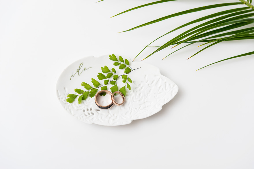 White Porcelain Leaf Ring Plate or Key Dish | Confetti.co.uk