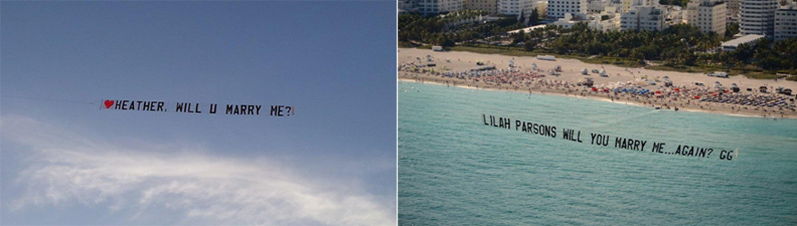 Will You Marry Me Sky Letter Banners by Aerial Messages | Confetti.co.uk