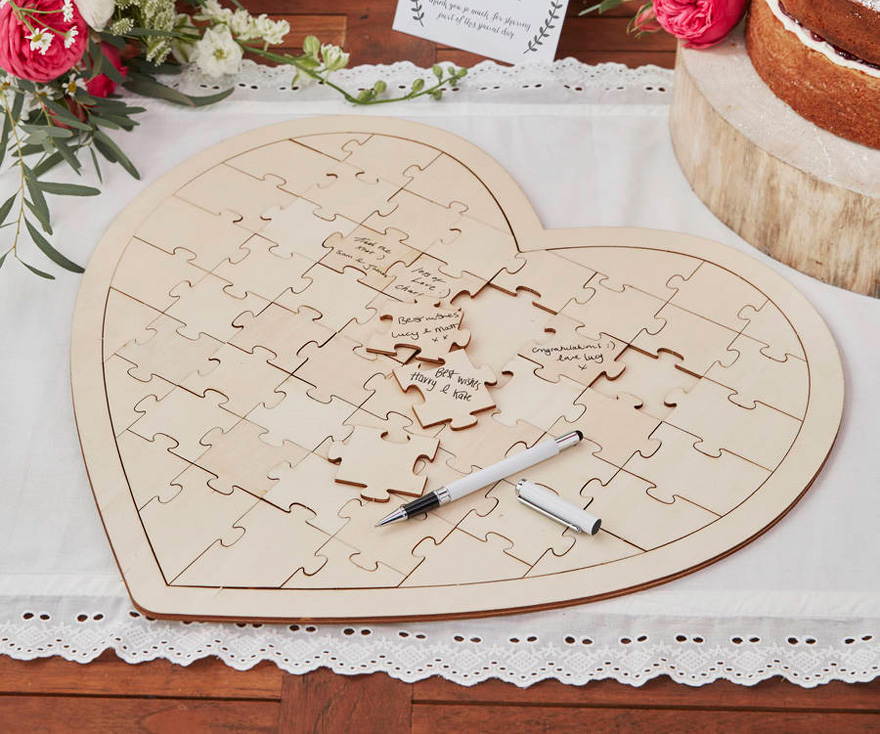 Wooden Heart Jigsaw Wedding Guest Book Alternative | Confetti.co.uk