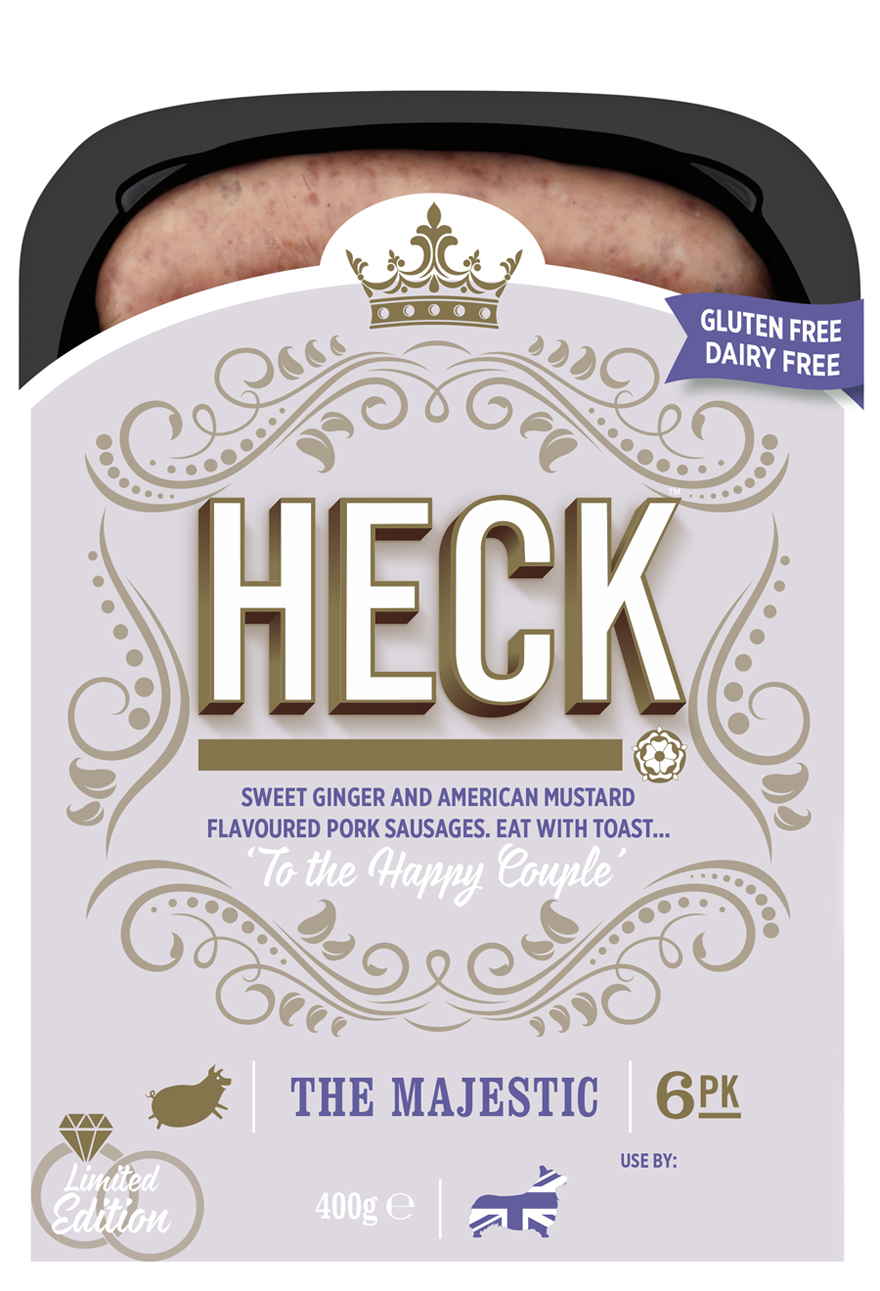 HECK sweet ginger and American mustard pork sausage - Prince Harry and Meghan Markle's wedding - royal wedding | Confetti.co.uk