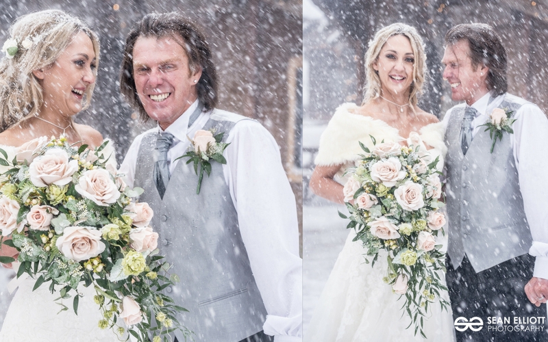 wedding couple in snow