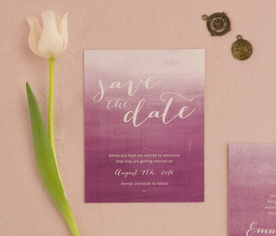 Aqueous Watercolour Fade Save The Date Card | Confetti.co.uk