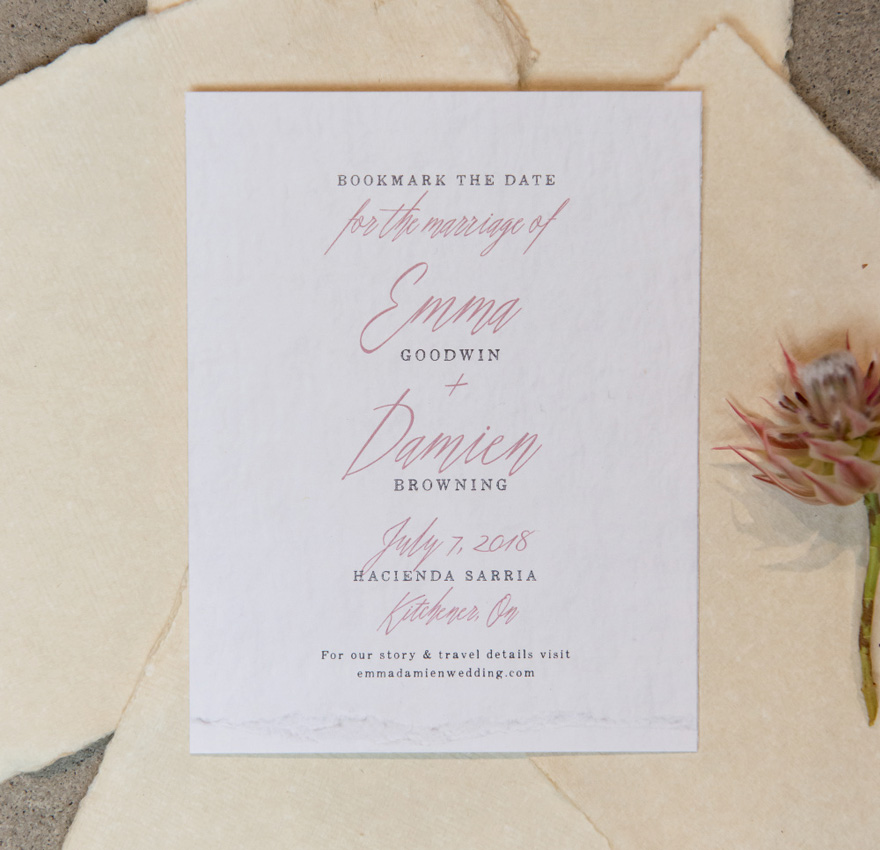 Blush Pink and White Modern Fairytale Save The Date Card with Script Text | Confetti.co.uk