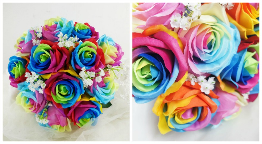 Rainbow silk bridal bouqet by floralYome on Etsy | Confetti.co.uk