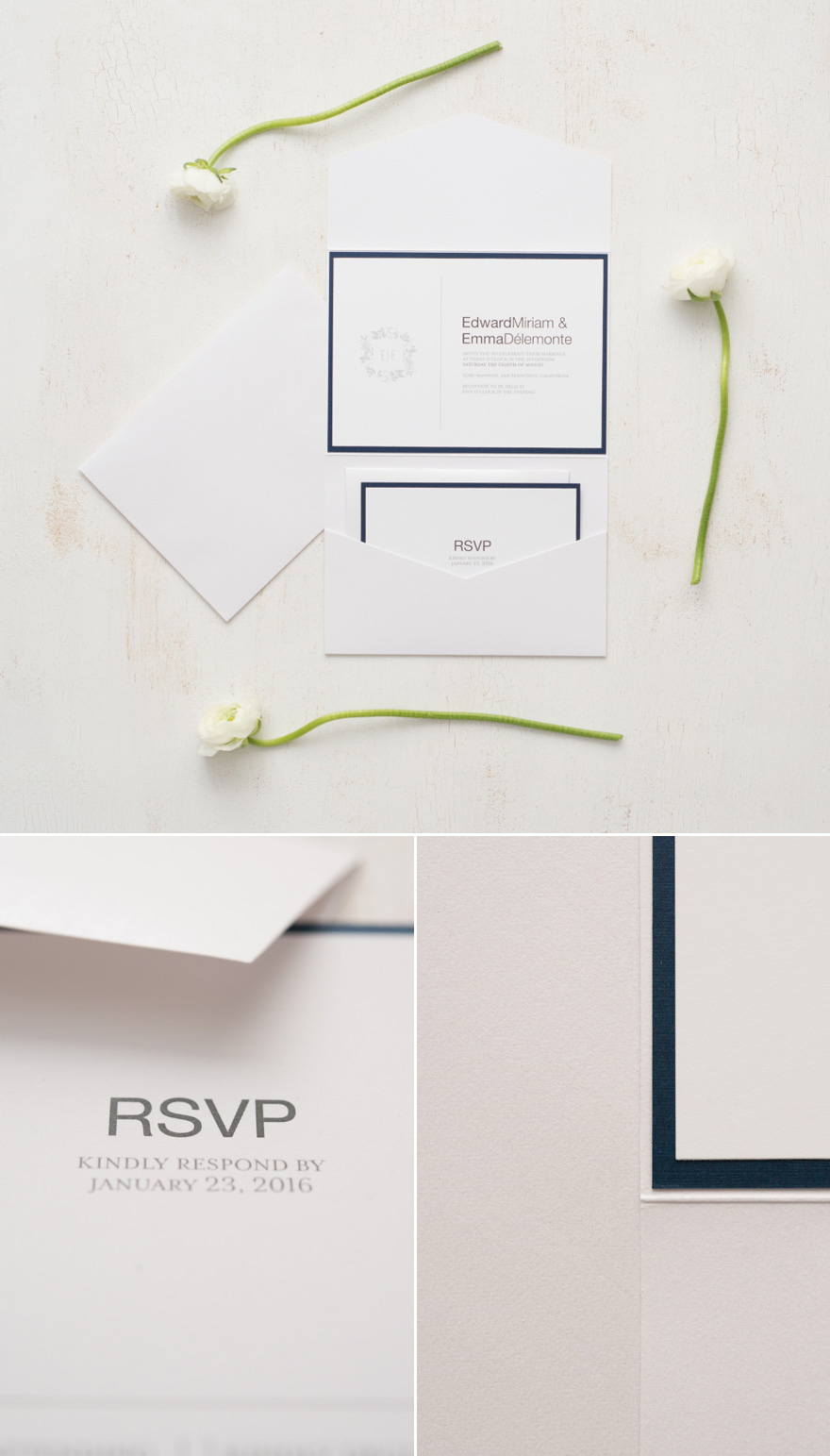 DIY Navy and White Personalised Wedding Stationery | Confetti.co.uk