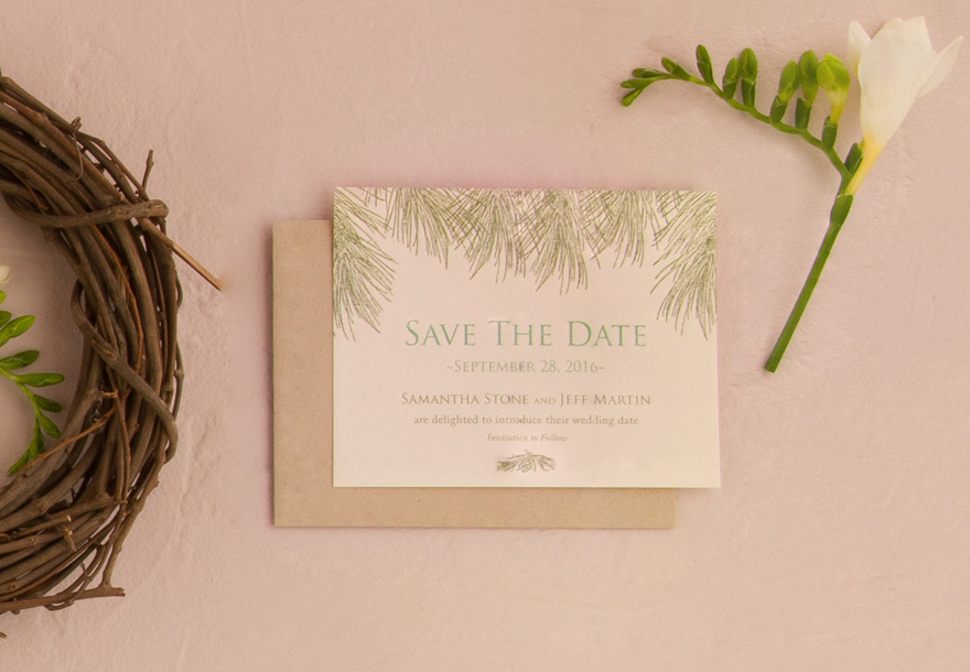 Evergreen Save The Date Card | Confetti.co.uk