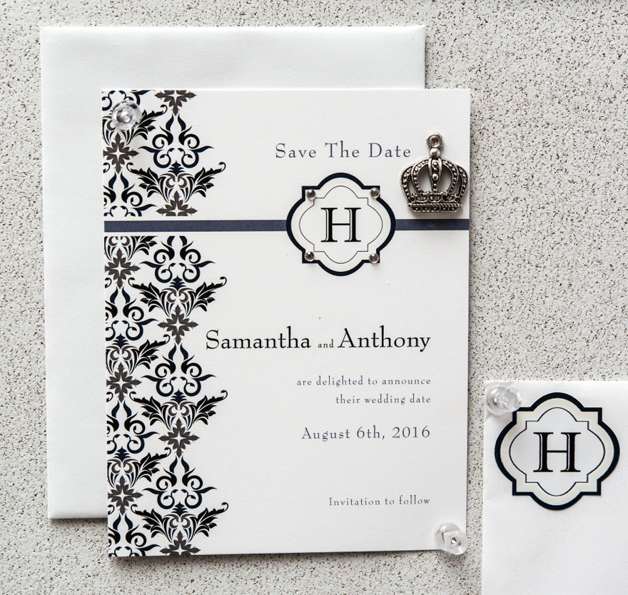 Lavish Monogram Save The Date Card with Elegant Detail | Confetti.co.uk