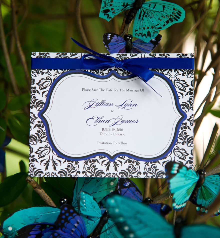 Love Bird Damask Save The Date Card Garden Wedding Stationery | Confetti.co.uk