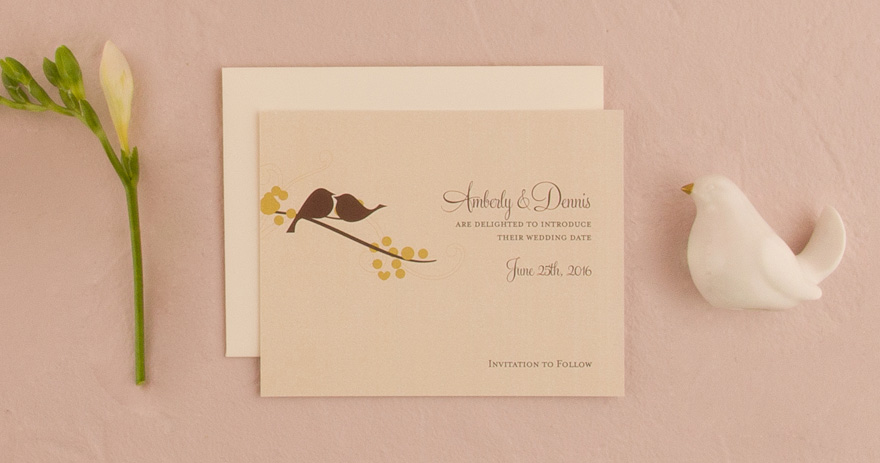 Love Birds Spring Wedding Save The Date Card | Confetti.co.uk