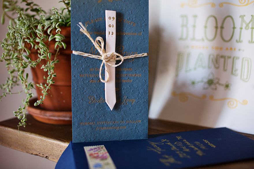 Meg and Ryan's Plant Marker and Plantable Save the Dates from Oh So Beautiful Paper | Confetti.co.uk