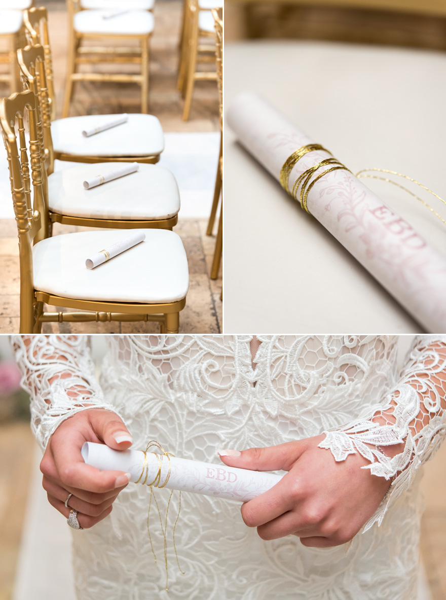 Personalised Modern Fairy Tale Wedding Program with Gold Twine | Confetti.co.uk