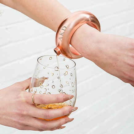 Personalised Rose Gold Bracelet Bangle Flask Trendy Wearable Drinks Flask | Confetti.co.uk